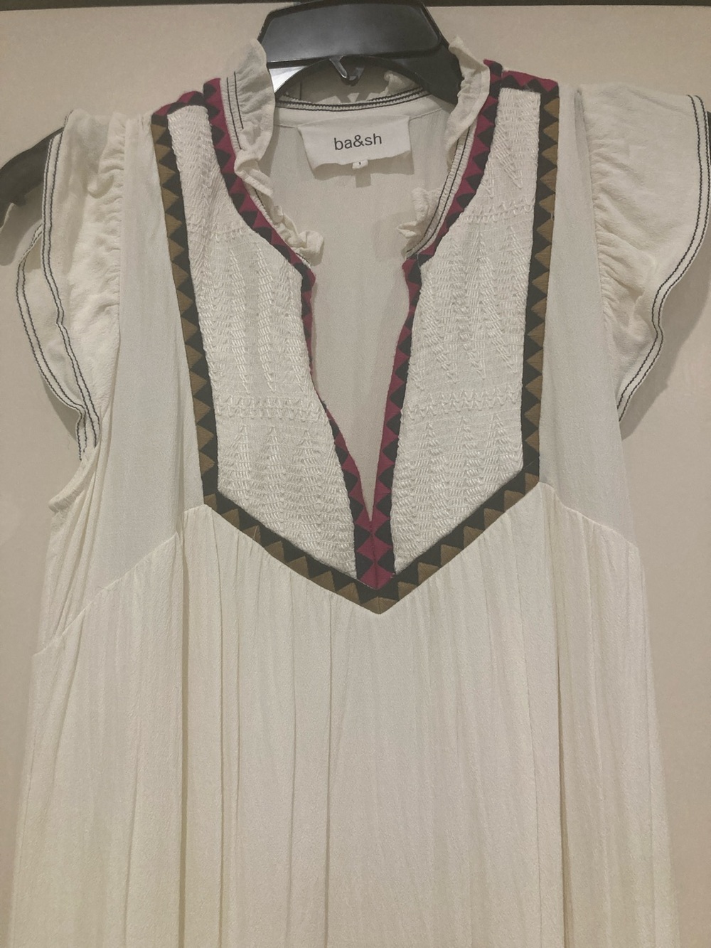 ba&sh Cream Maxi Dress with Dark Trim